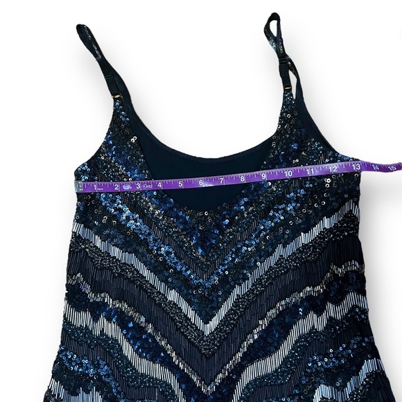 AllSaints Spitalfields Hand Embellished Dress Black Blue Size 0 Designer Holiday - Picture 5 of 11